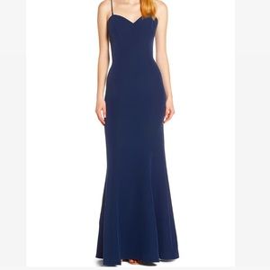 Wayf Navy blue Mia lace back dress/gown, like new